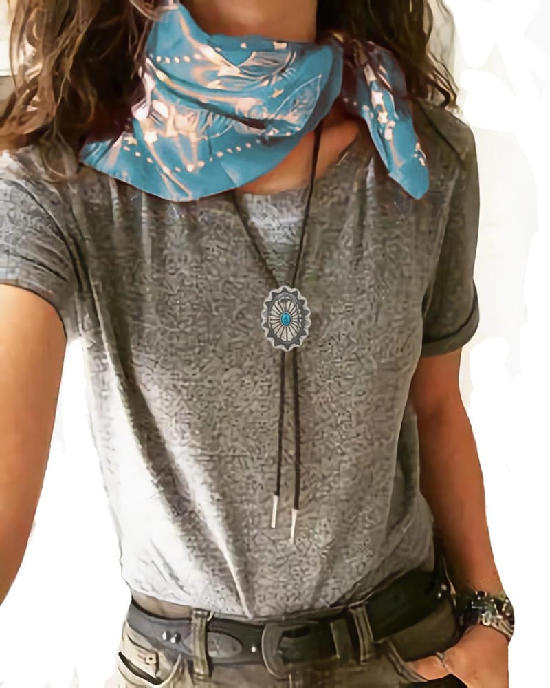 FGSS Vintage Turquoise Bolo Tie For Men - Western Cowboy Colored Oval Bola Necktie Retro Leather Necklace for Men Women - Image 5